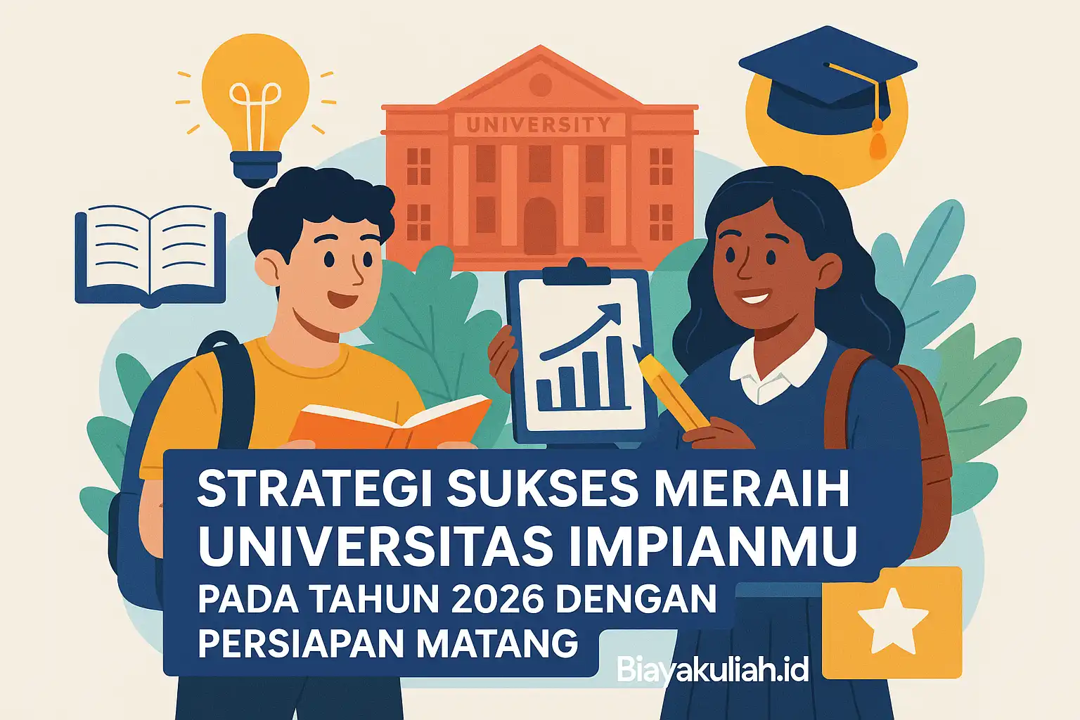Ilustrasi pelajar meraih universitas impian