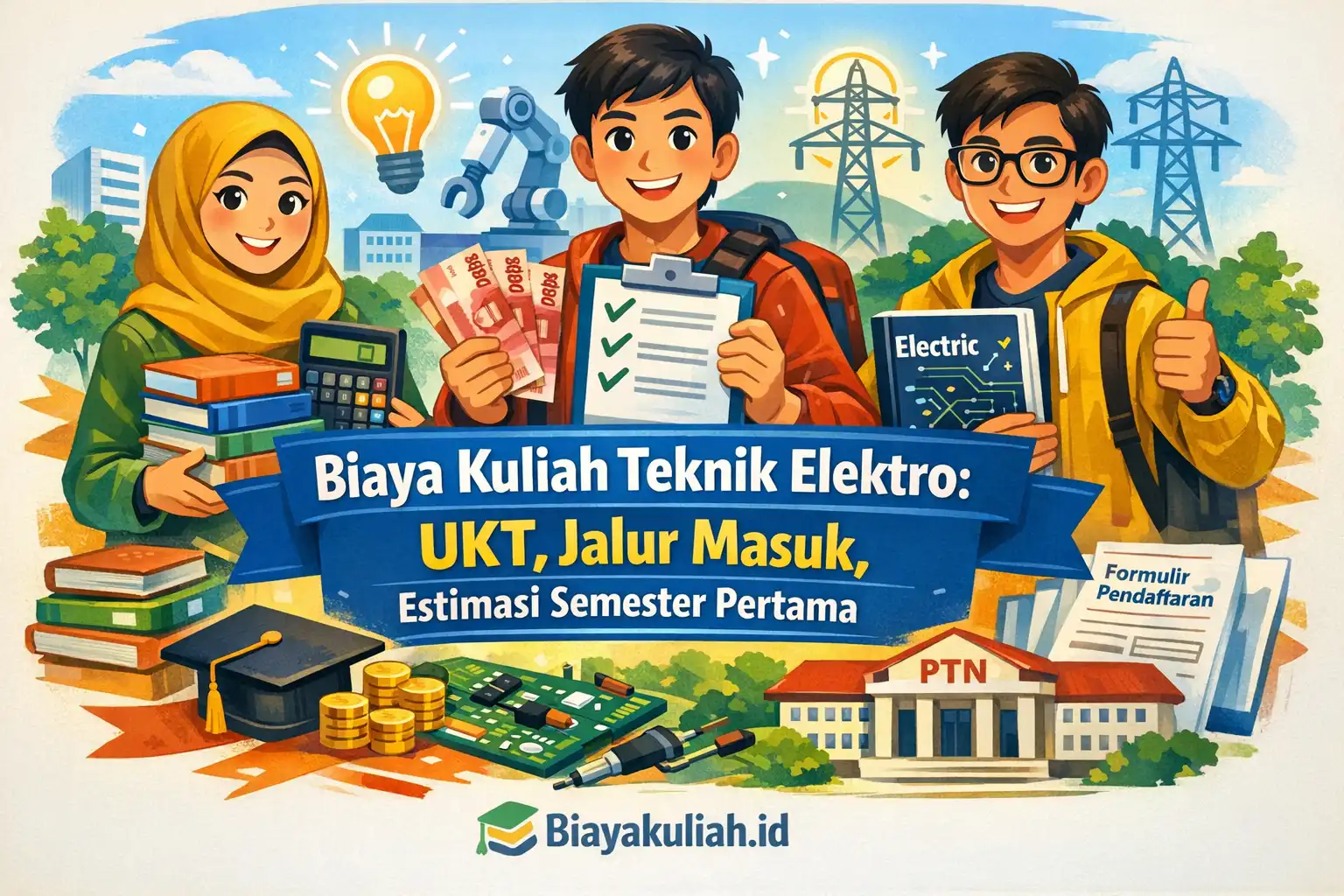 Ilustrasi biaya kuliah teknik elektro: UKT, jalur masuk, dan estimasi biaya semester pertama