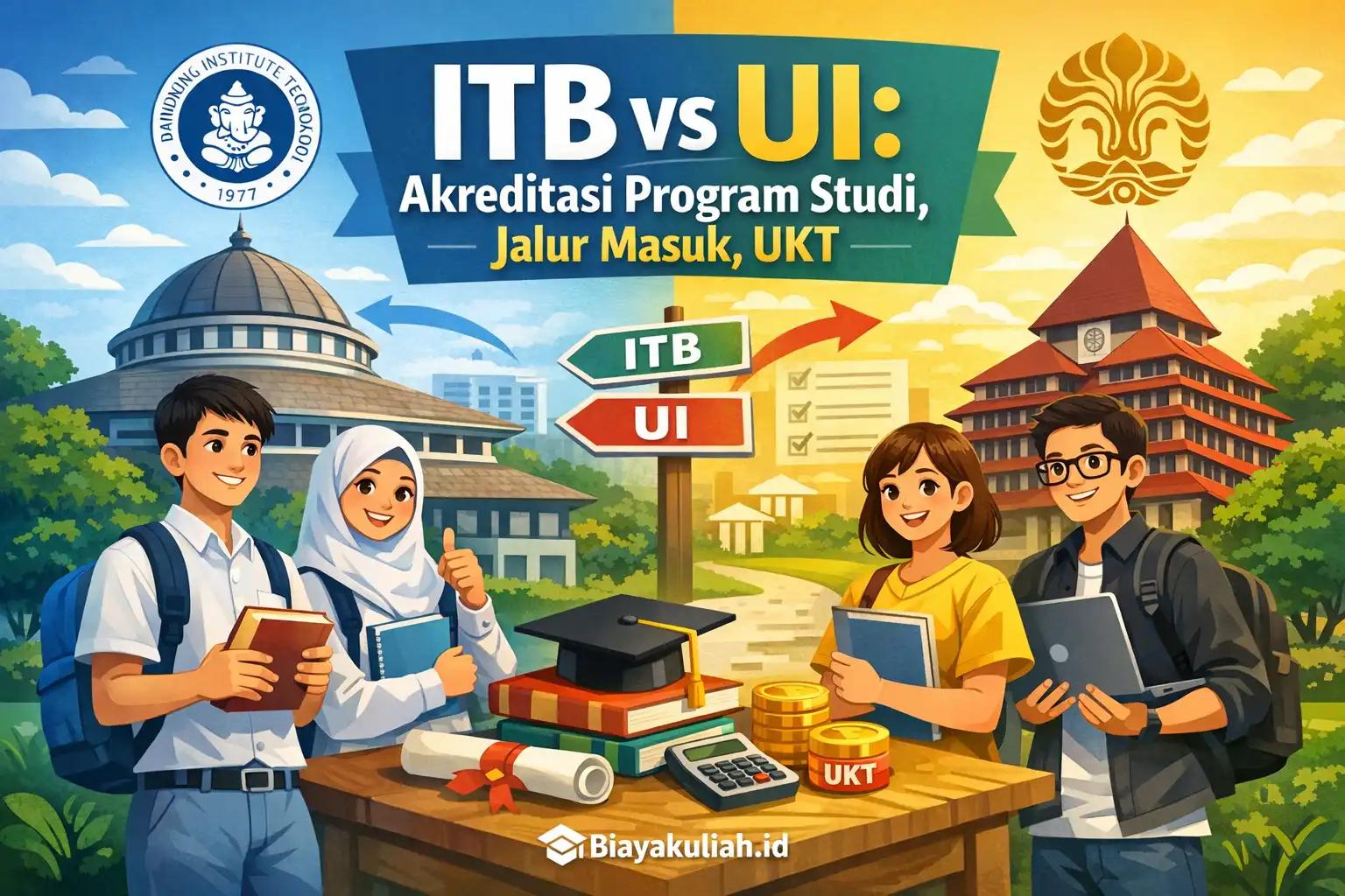 Perbandingan ITB vs UI: akreditasi, jalur masuk, dan UKT