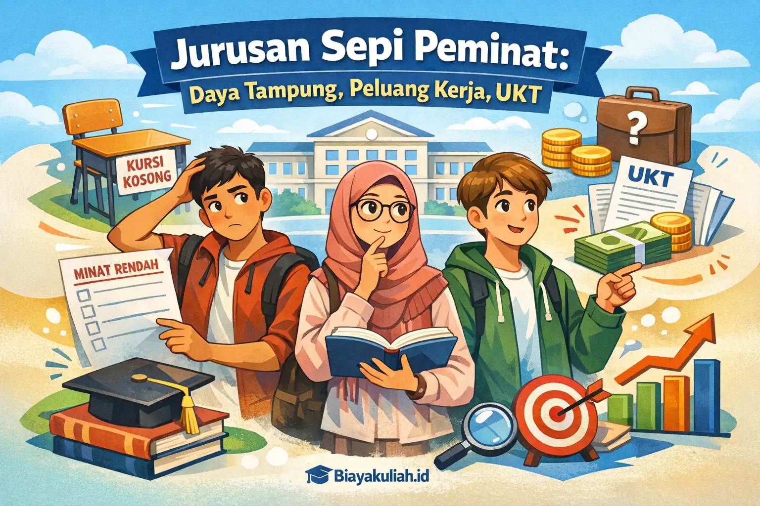 Ilustrasi memilih jurusan sepi peminat berdasarkan daya tampung, peluang kerja, dan UKT