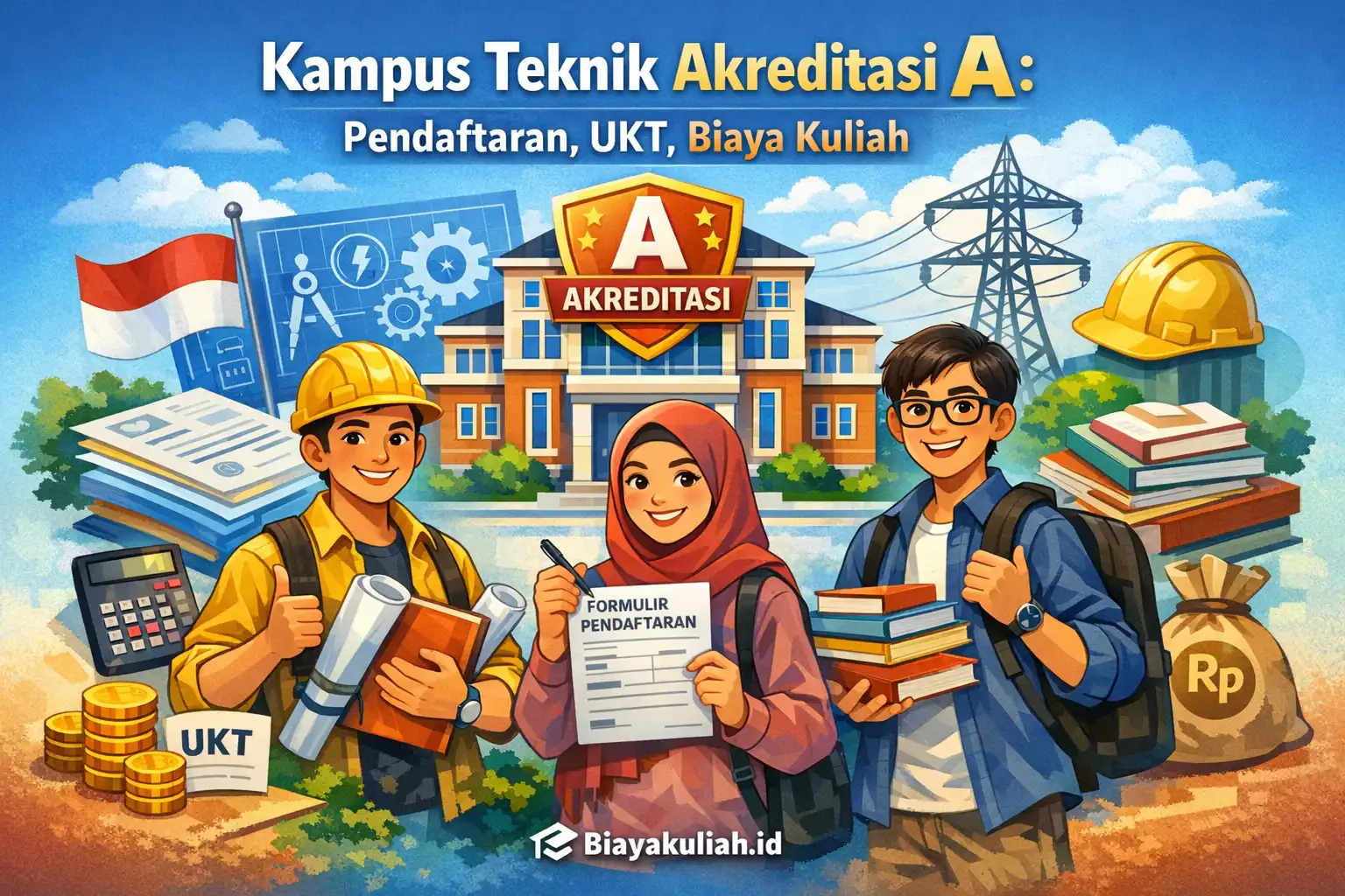 Ilustrasi memilih kampus teknik akreditasi A (Unggul) untuk pendaftaran, UKT, dan biaya kuliah