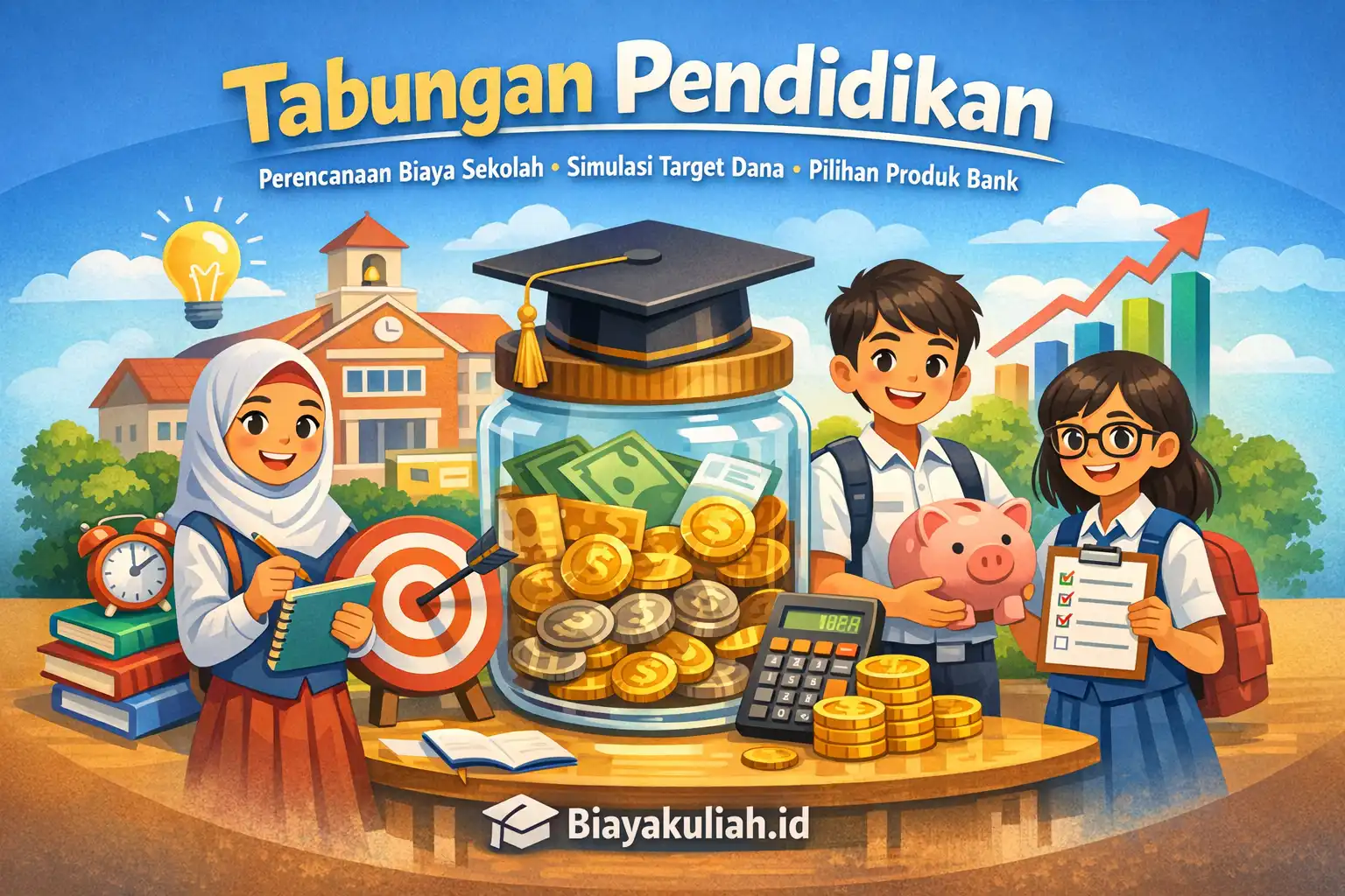 Ilustrasi perencanaan tabungan pendidikan untuk biaya sekolah dan kuliah
