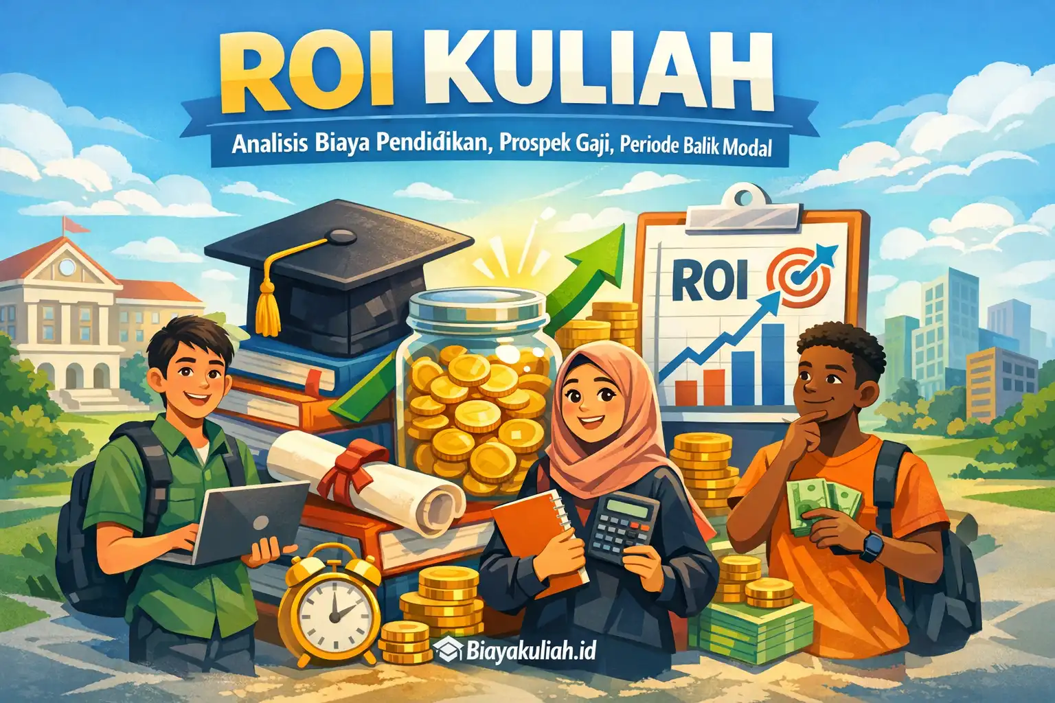 Ilustrasi menghitung roi kuliah dan periode balik modal biaya pendidikan