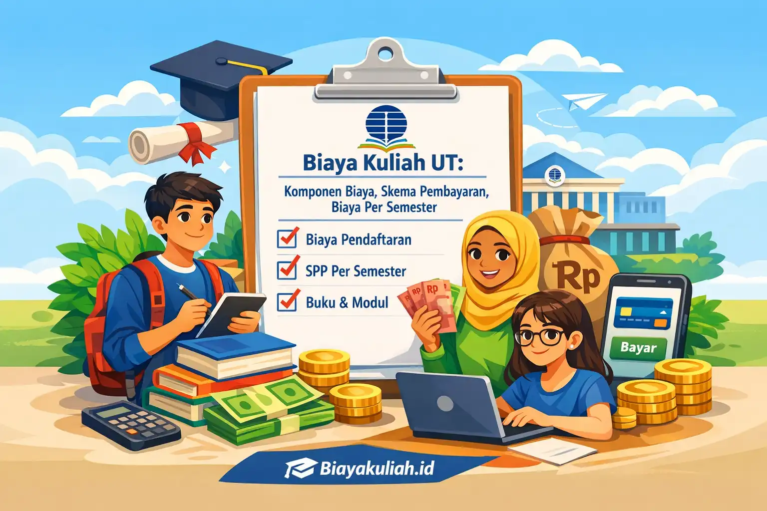 Ilustrasi biaya kuliah UT dan perhitungan biaya per semester Universitas Terbuka