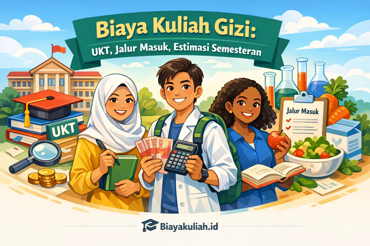 Ilustrasi mahasiswa membahas biaya kuliah gizi